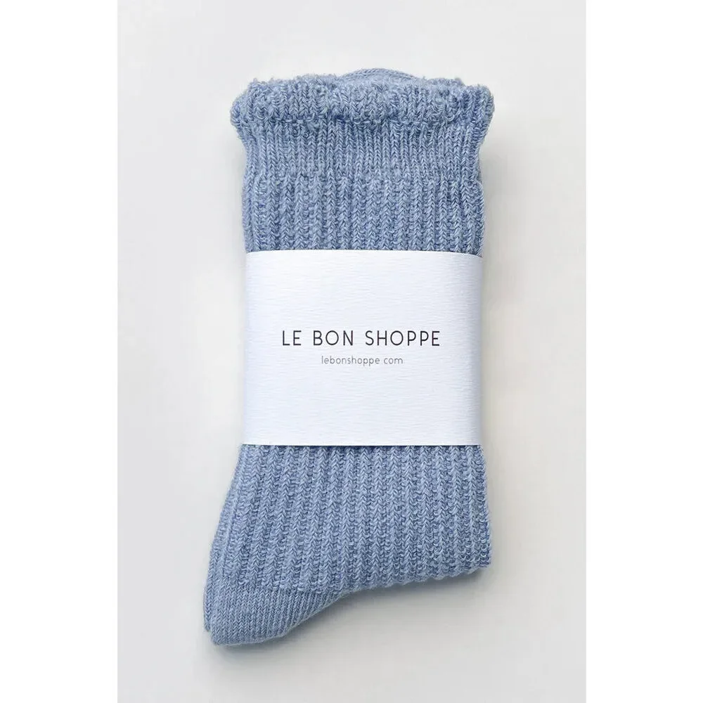 Le Bon Shoppe - Linen Scallop Socks | Pale Blue